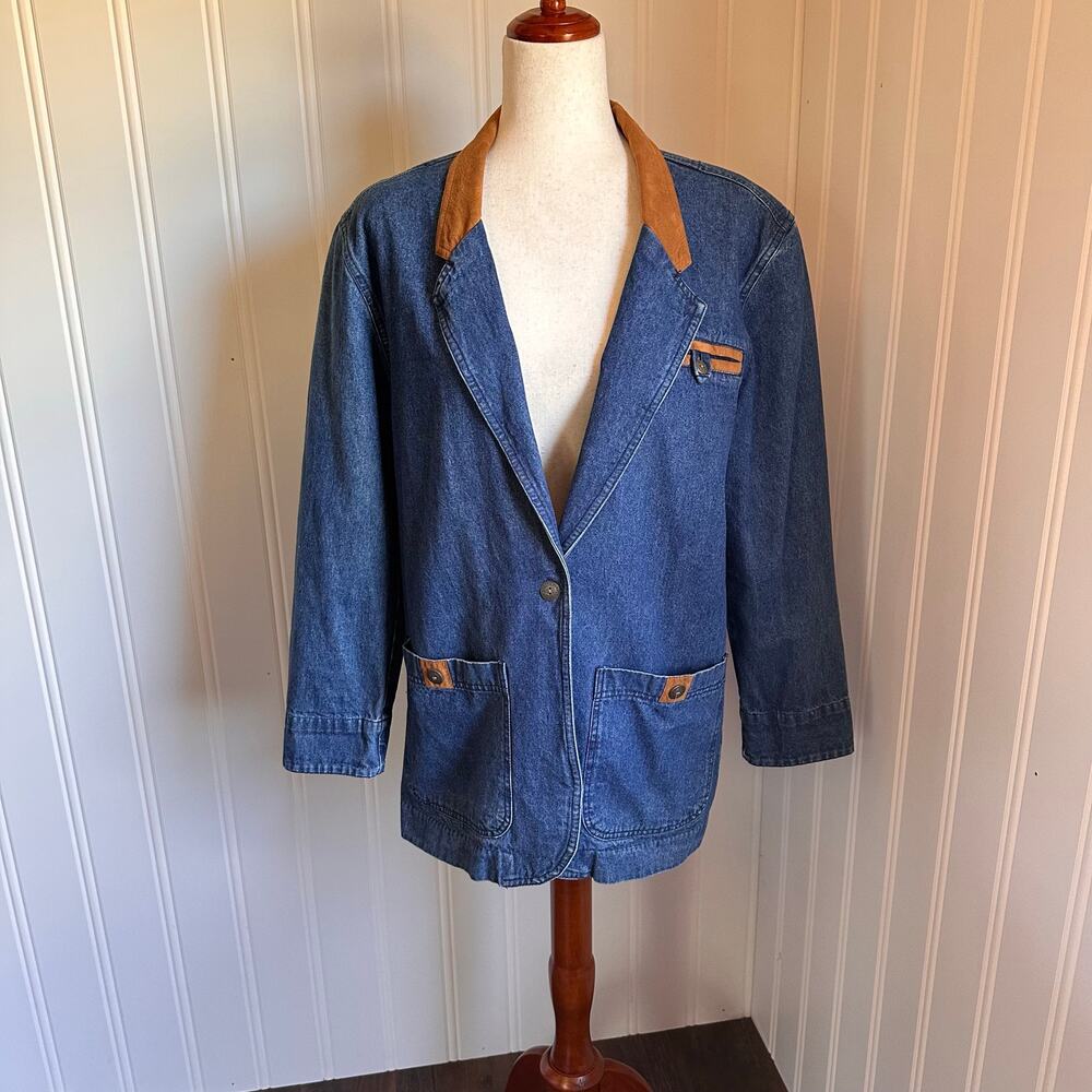 Vintage 90s Denim Western Blazer Jacket M